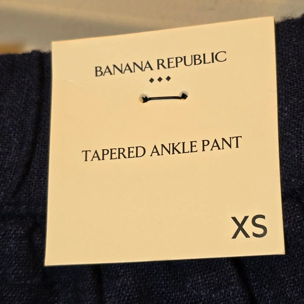 Banana Republic Pants Tapered High Rise Ankle Womens Extra Small Linen NWT Blue